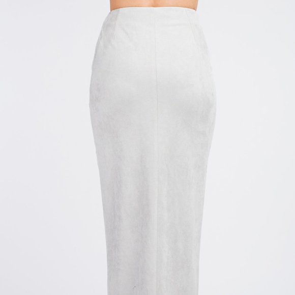 Geometric Pattern Detail Button Midi Skirt. - Picture 3 of 3